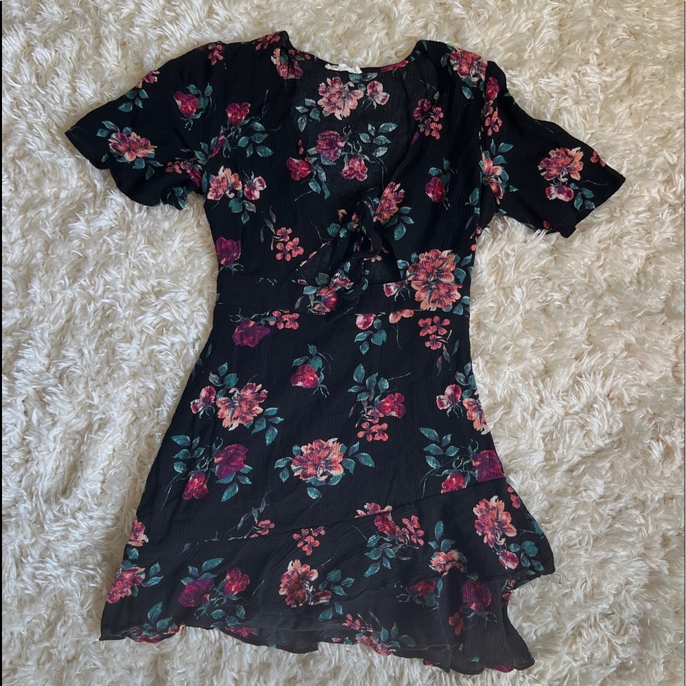 Floral tie front dress